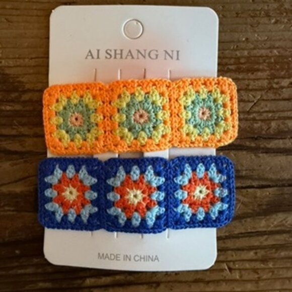 *NEW BOUTIQUE GRANNY SQUARE HAIR CLIPS* - Picture 4 of 7